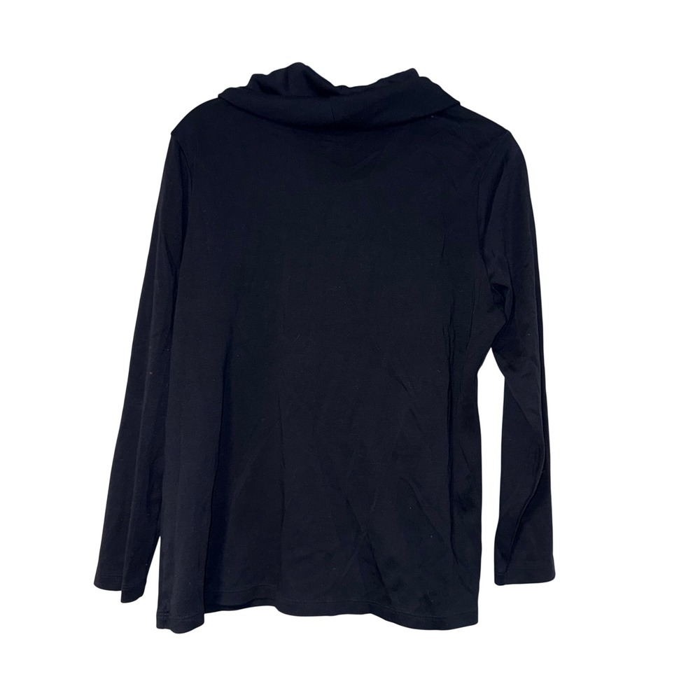L.L. Bean Minimalist Cowl Neck Top Womens Large Petite Black Supima Cotton